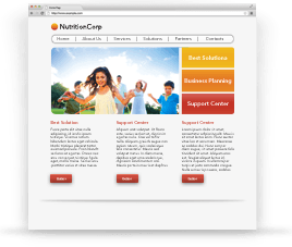 A webpage with three text columns