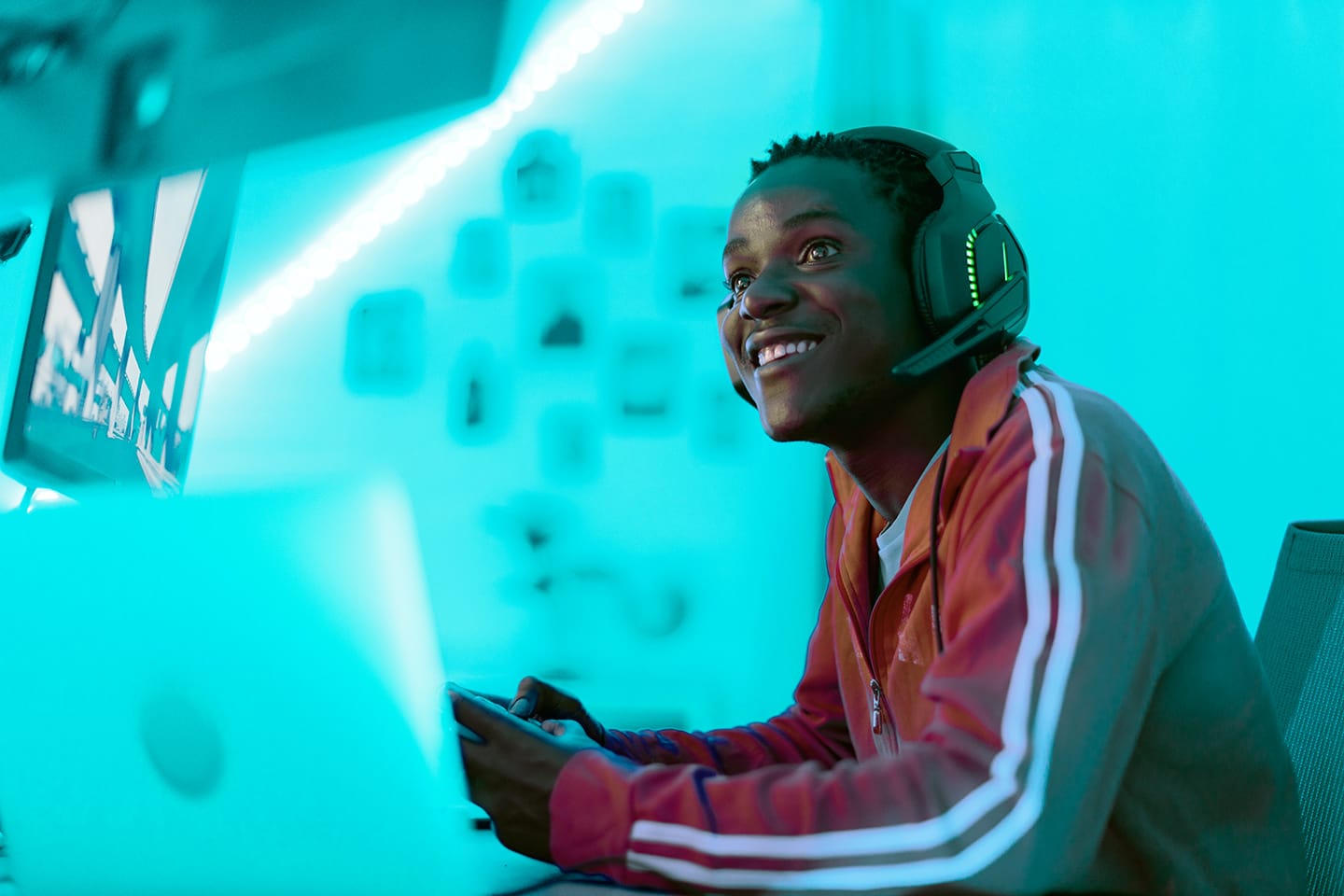 A teen playing video games