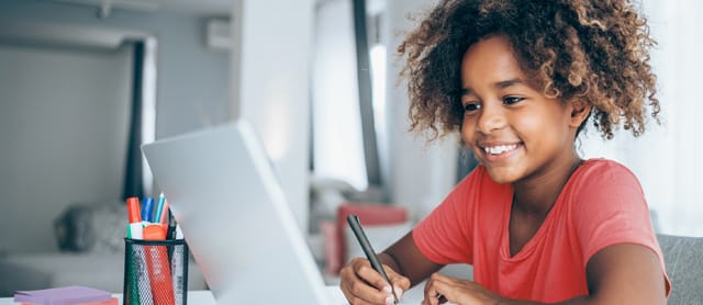 A girl doing homework