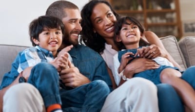 family on couch