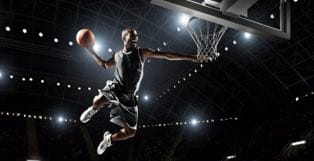 NBA Player Dunking a Basketball