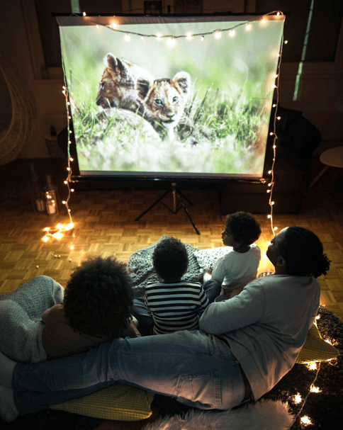 A family having a movie night