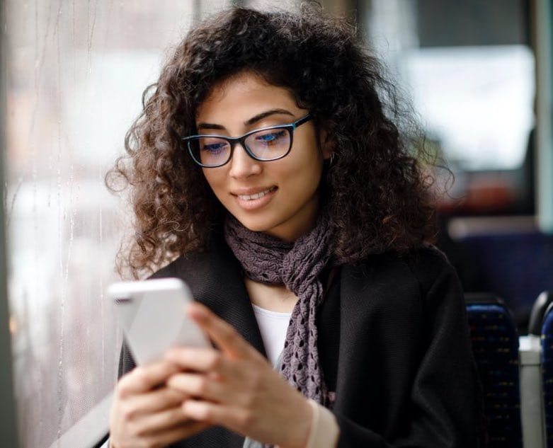woman on mobile device