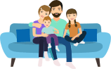 Family watching TV