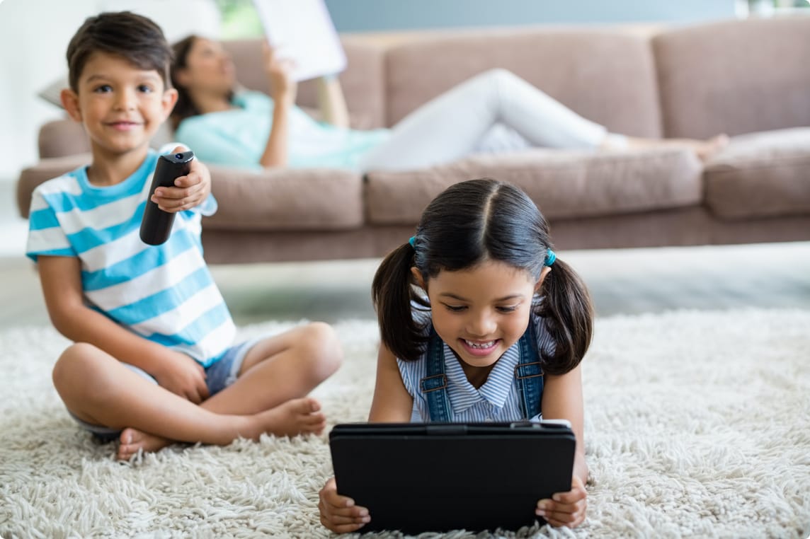 A person streaming Yours Forever on their tablet