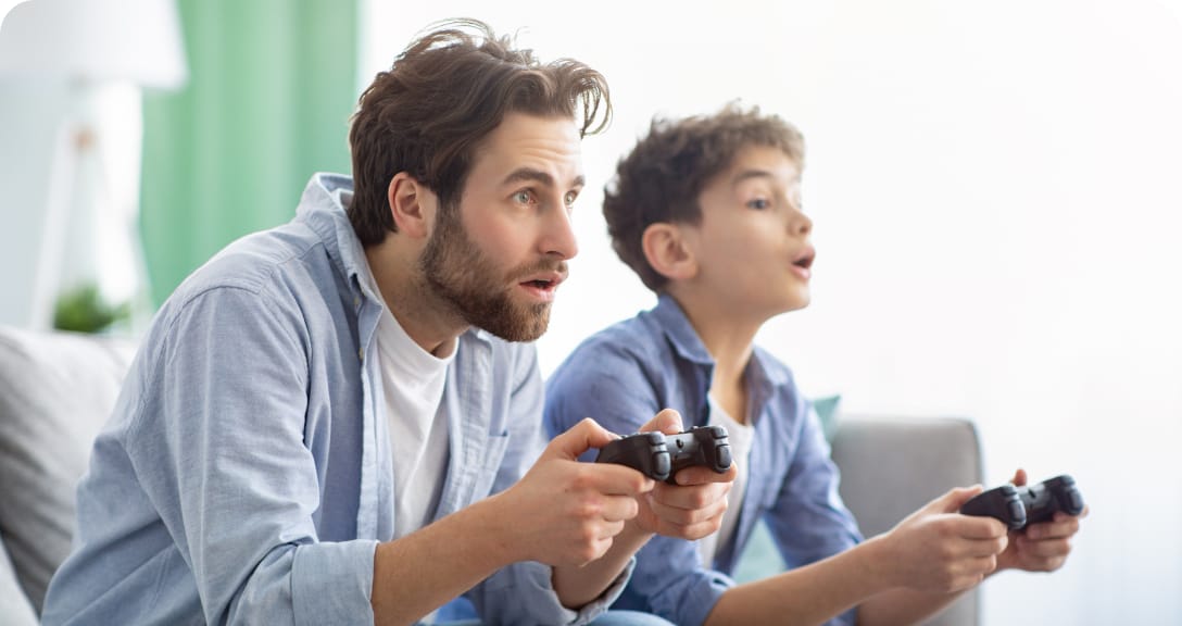father and son gaming
