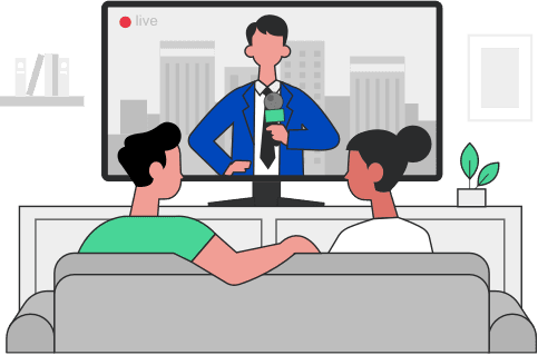 illustration of a couple watching news
