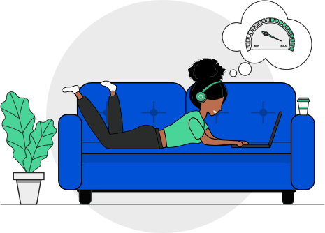 illustration of woman on a blue couch