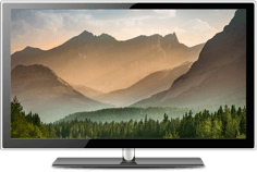 Frontier FiOS TV options TV screen with mountain background