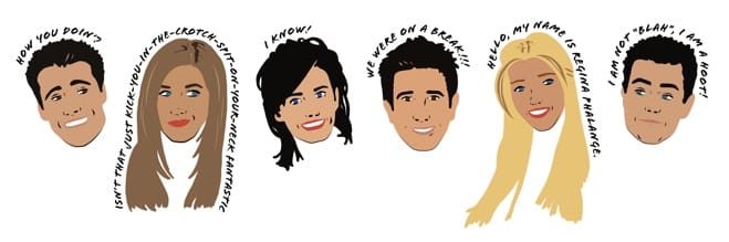 Animated icons of the stars of the TV series Friends.