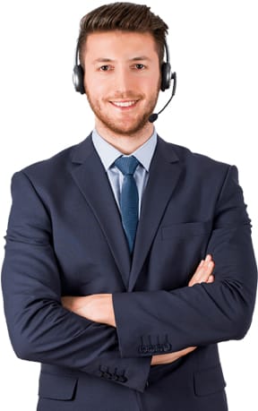 A man in a suit with headset