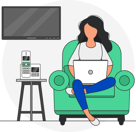 illustration of a woman on a green couch