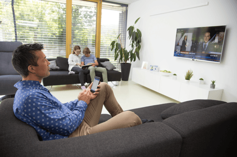 man watching tv