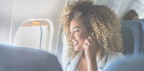 Woman on a plane
