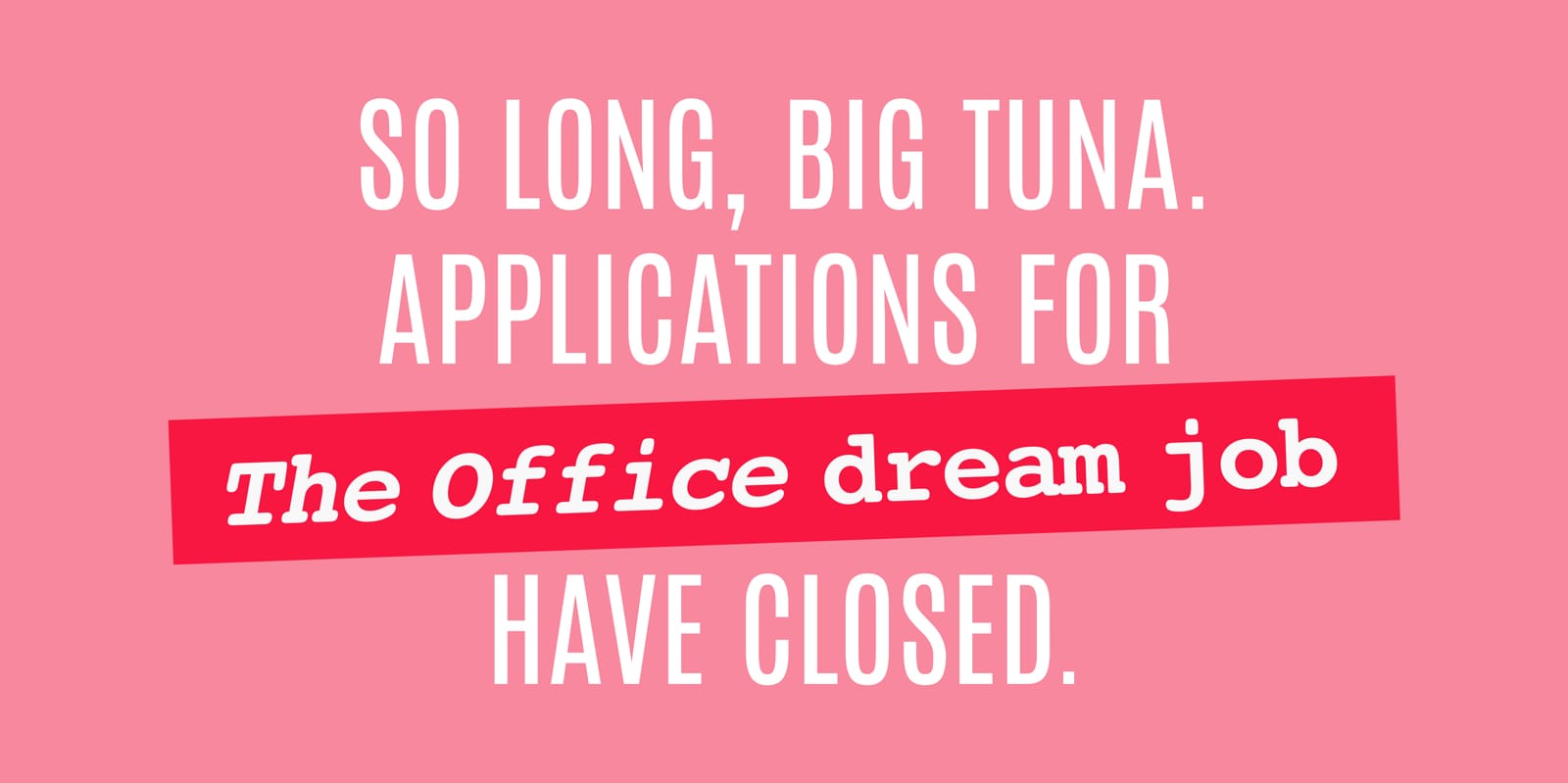 So Long, Big Tuna, applications for The Office dream job have closed