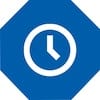Blue diamond icon with clock icon in middle