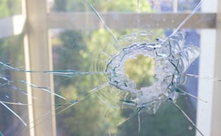 Image of a broken glass window